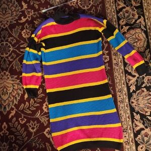 Colorful Striped Long Sleeve Dress